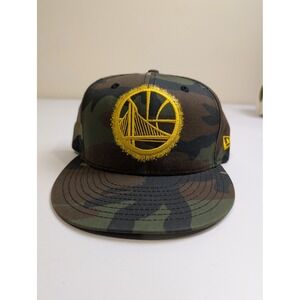 New Era Golden State Warriors Hat Mens OSFM Camo Cotton 9FIFTY Snapback NBA Cap